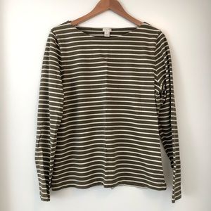 JCREW Olive & Cream Breton Stripe Size XL